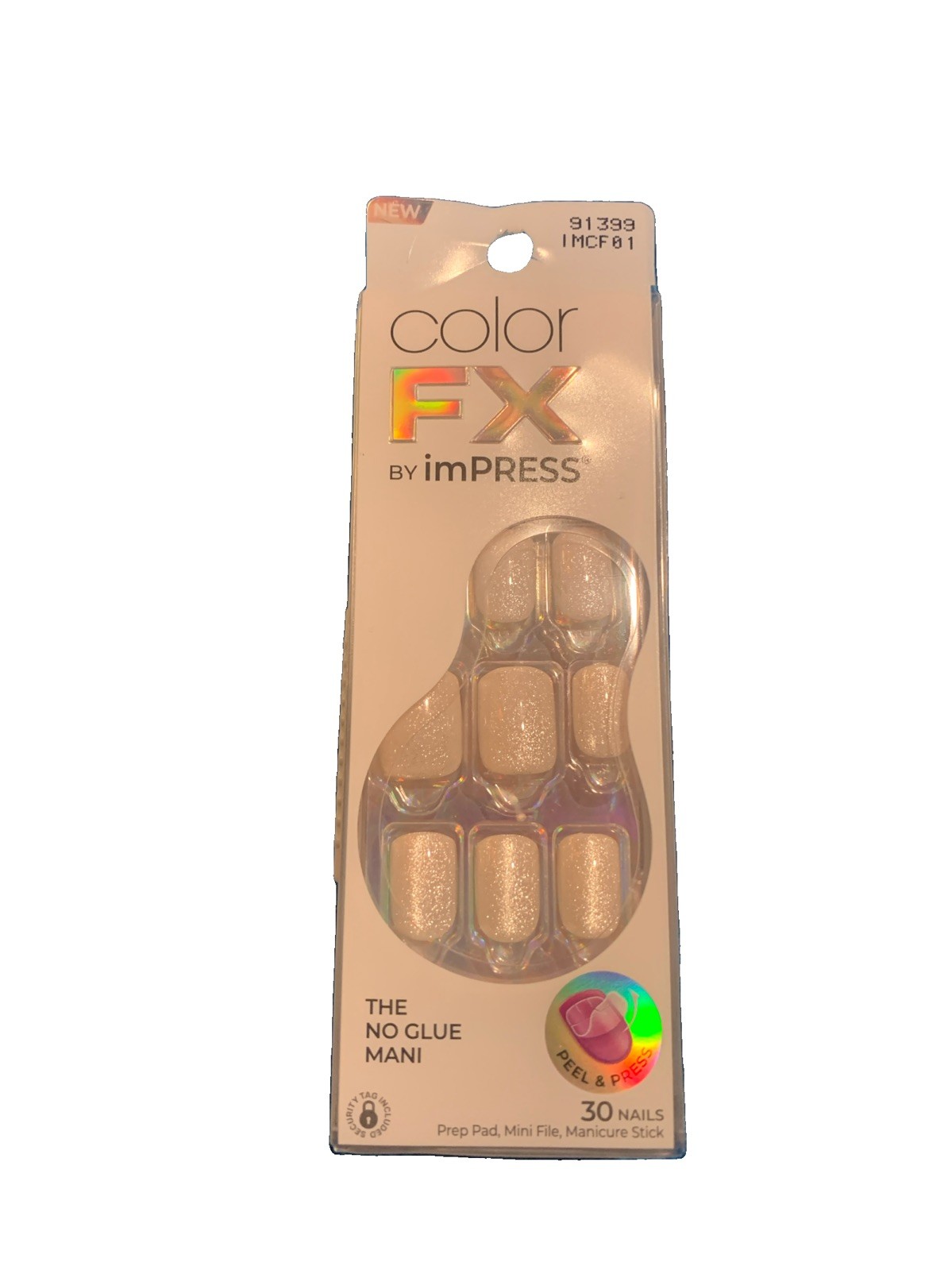 Color FX By imPRESS Press on Nails Rebel White- Short Glitter No Glue Mani