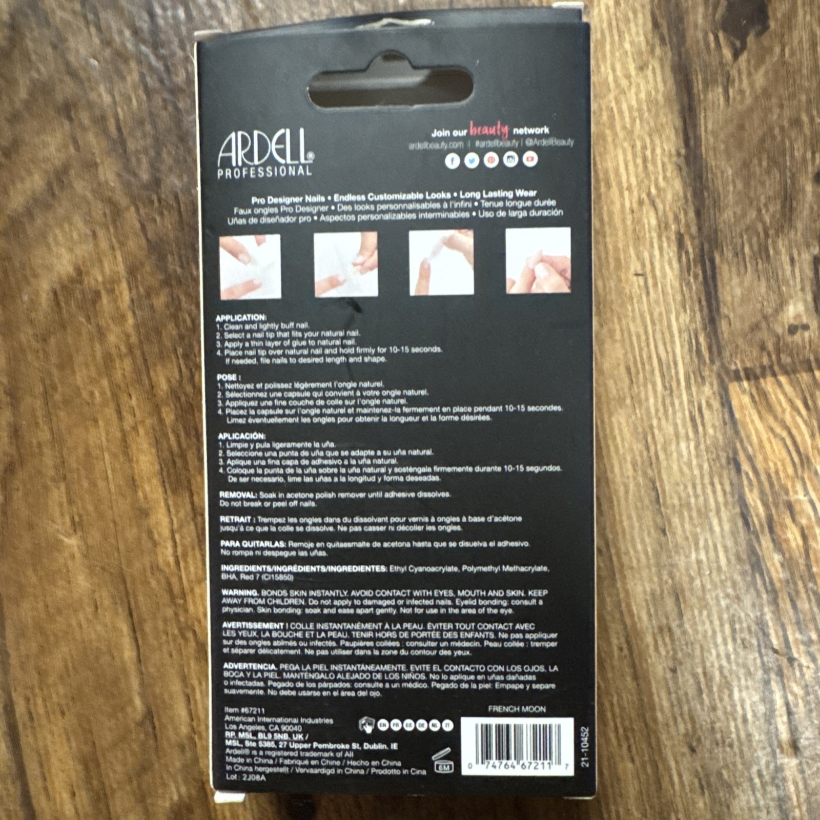 Ardell NAIL ADDICT 28 Nails FRENCH Long Almond French+Glossy Peach Eco Nails
