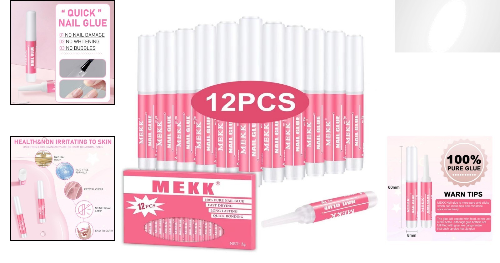 Nail Glue 12PCS – Super Strong Adhesive for Acrylic & Press Ons