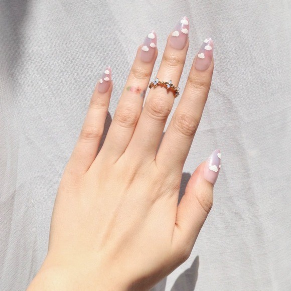 Nail Reformation Pink Purple Iridescent Cloud Press On Nails Almond Kit 30ct