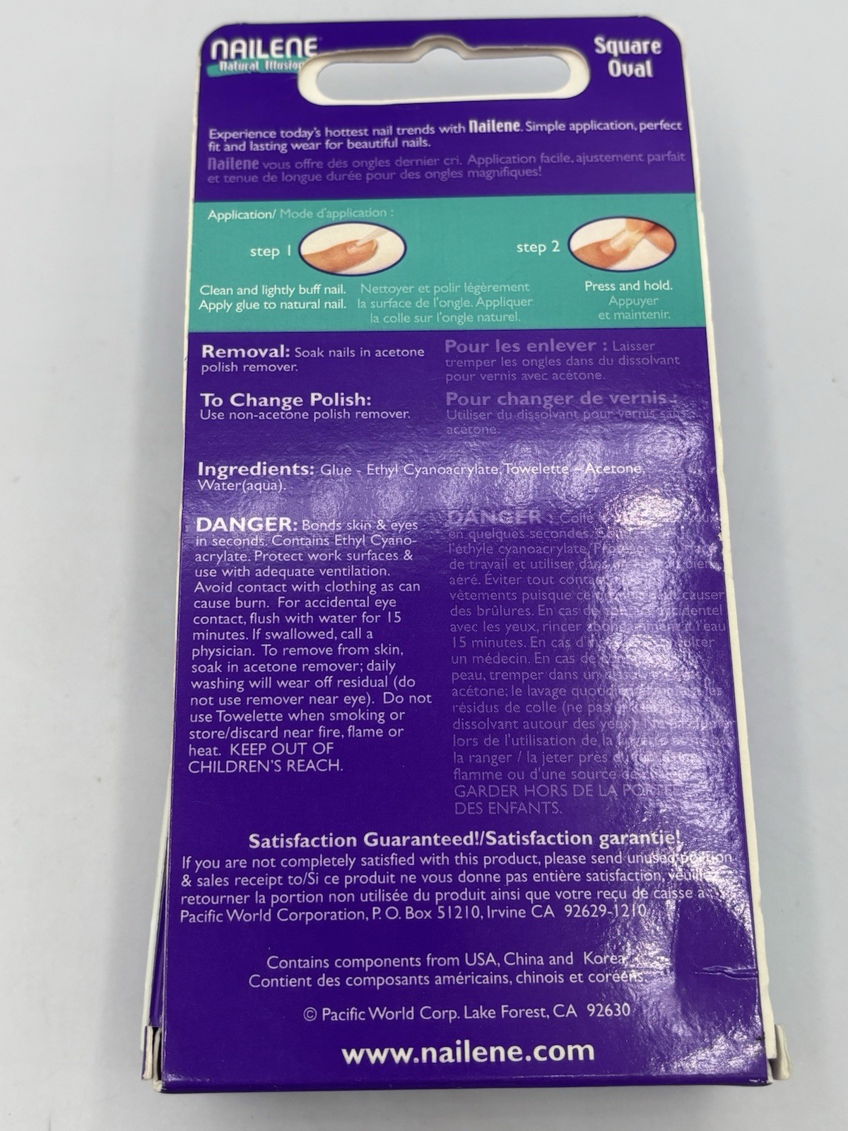 2 Packs New Nailene Square Oval Nail Kits Peel & Stick Natural Sheer Look