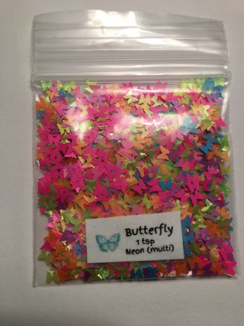 Solvent Resistant BUTTERFLY shape Glitter (Neon) Nail Art Face Crafts 1tsp US