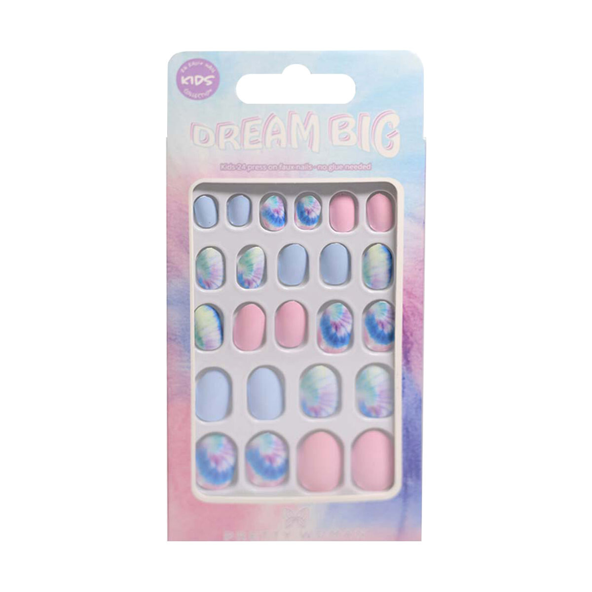 Pretty Woman Kids Press On Nails Short Length Tie Dye