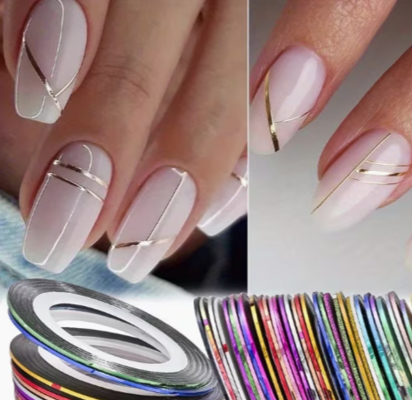 2- 50 Sheets Nail deco rolled tape/ Striping Tape Line DIY Nail Art Tips Decor