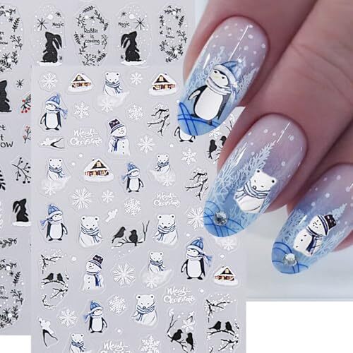 Christmas Nail Art Stickers Decals Winter Snowflake Cute Christmas style3