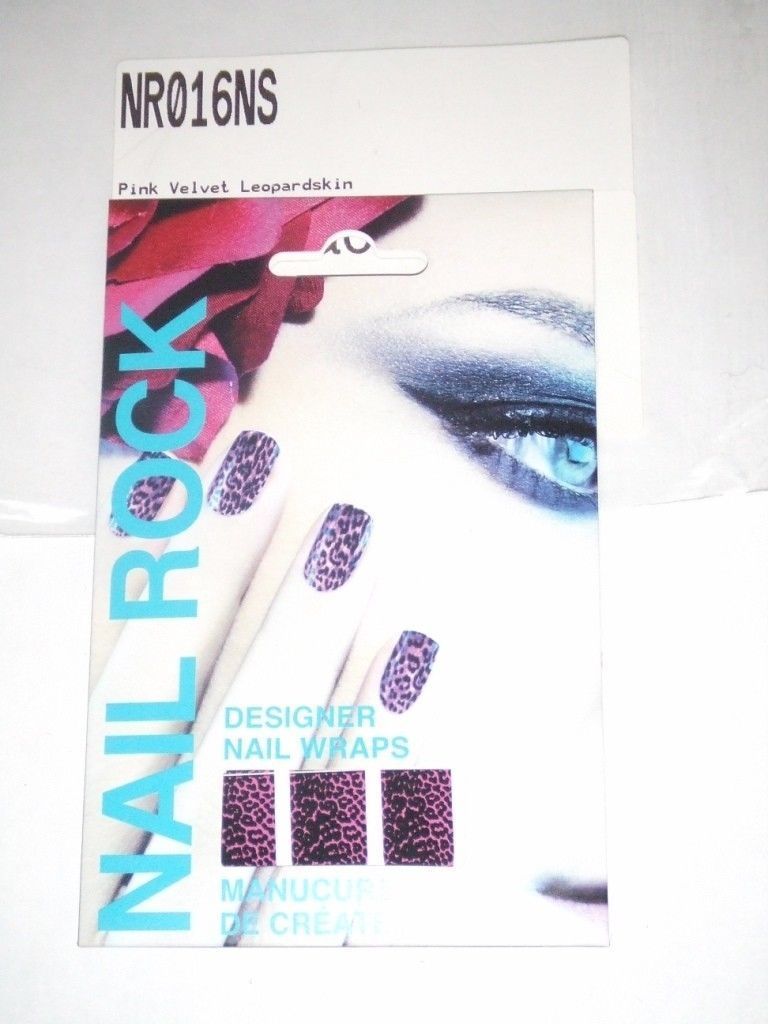 NAIL ROCK Designer Nail Wraps NR016NS Pink Velvet Leopard Skin – Made in UK- NEW