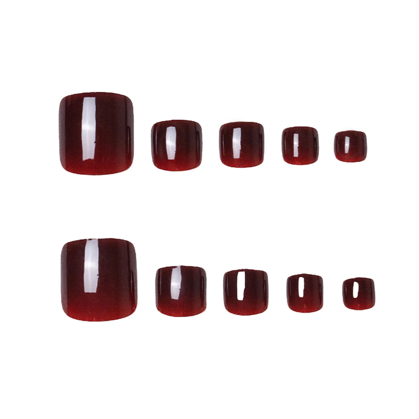 24Pcs Glossy French Toe Nails Summer Beach Fake Toenails