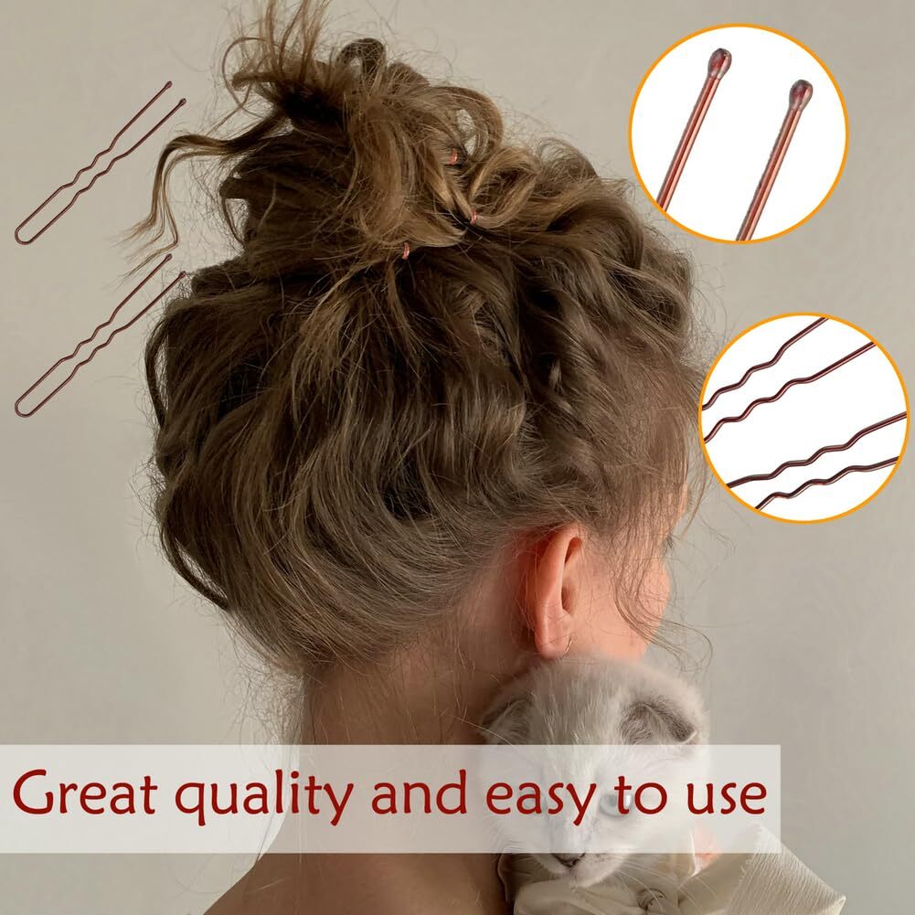 330 Count U Shaped Hair Pins Brown, YINGFENG 2.4inch Brown Bun Brown(2.4Inch)