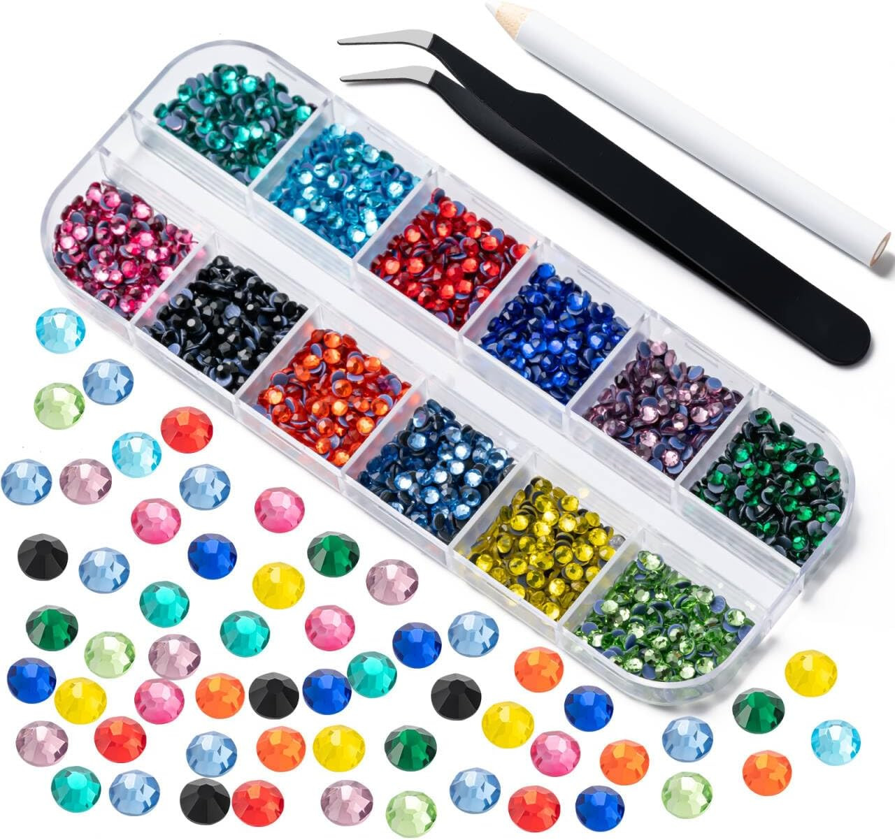 2520Pcs Rhinestones, 12 Size Multi Colorful Bedazzling Kit for Crafting Nail Art