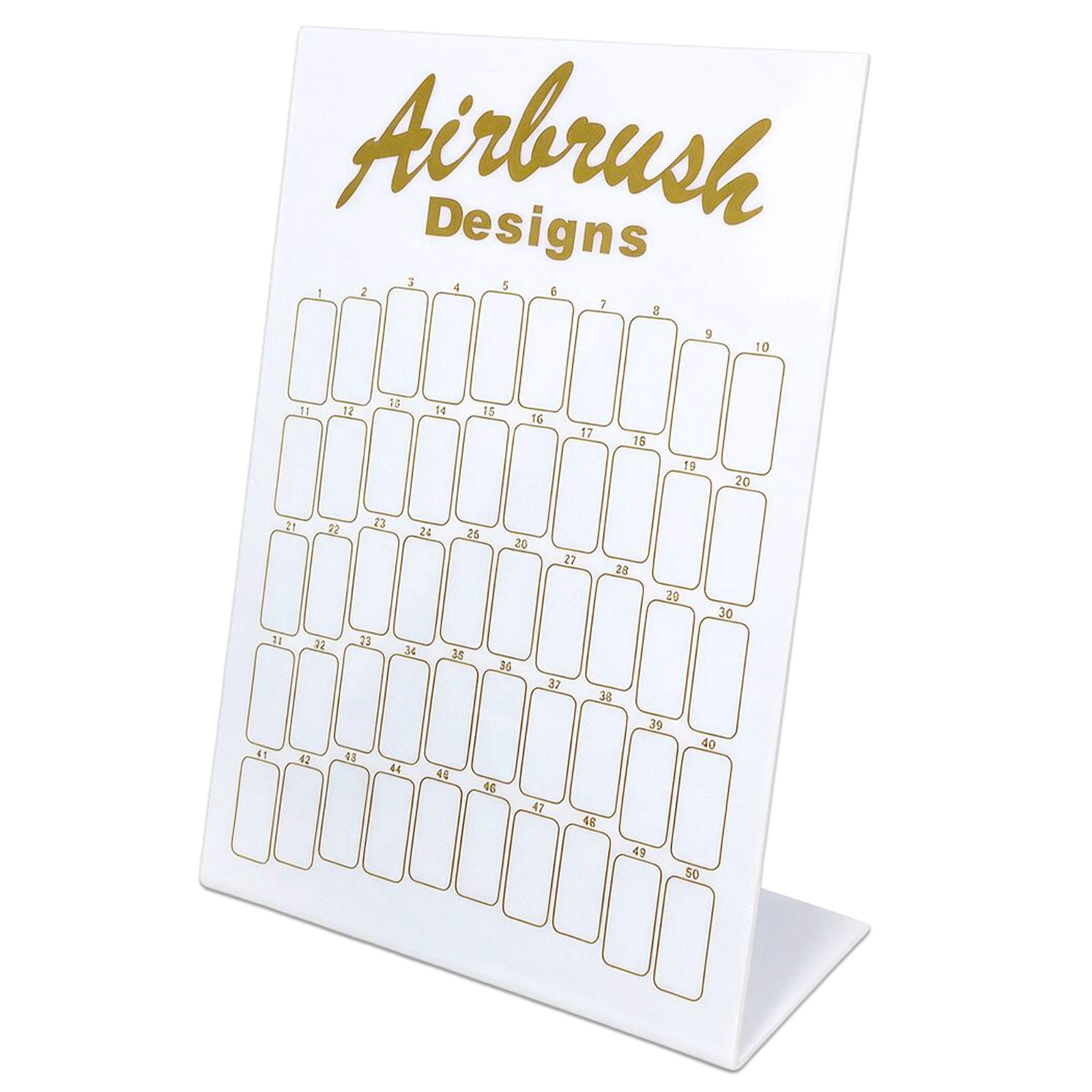 Beauticom Gold 50 Slot Nail Tip Display Board for Salon Quality Airbrush Designs
