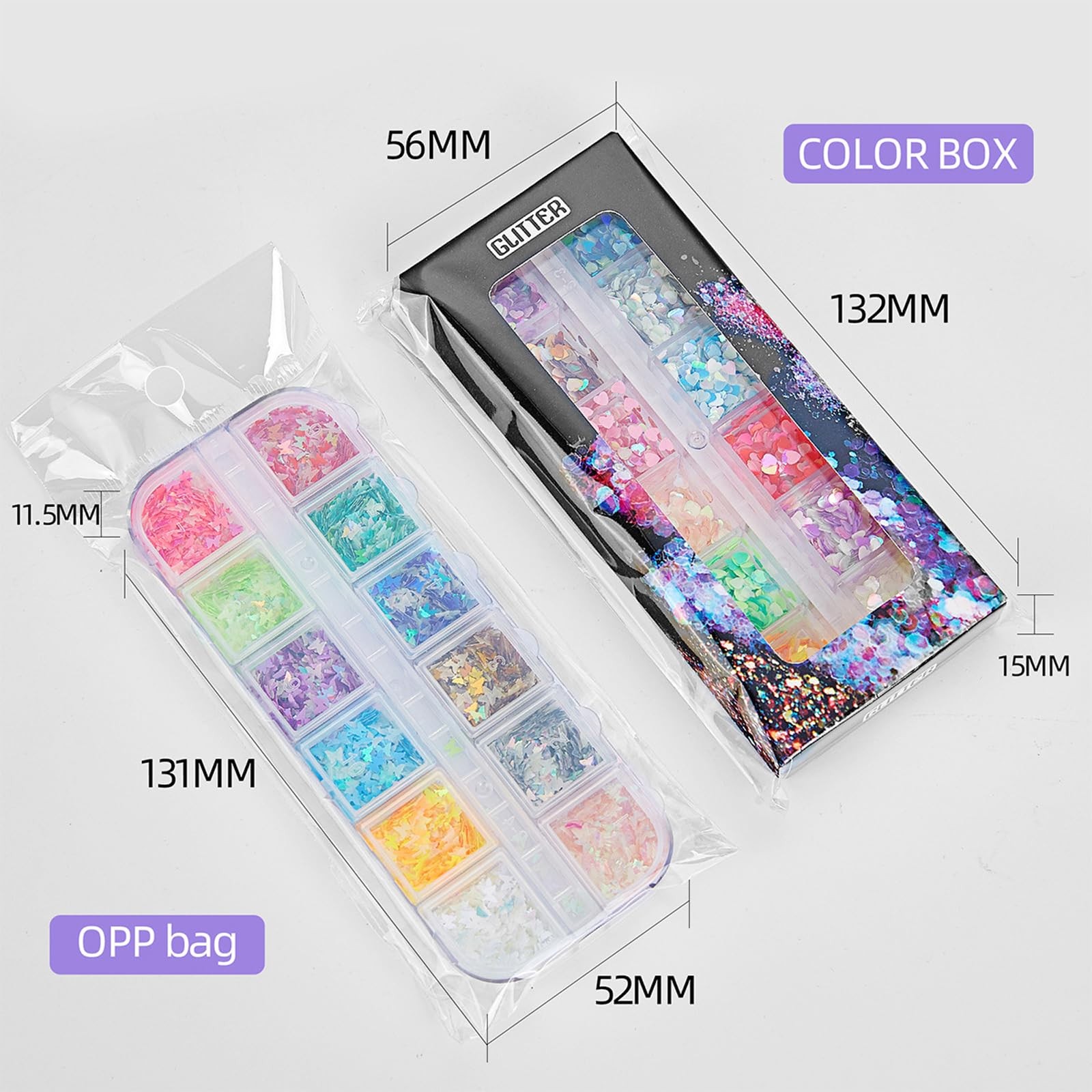 12 Grids Luminous Nail Art Glitter Powder, Glow in The Dark Nail Art Sequins …