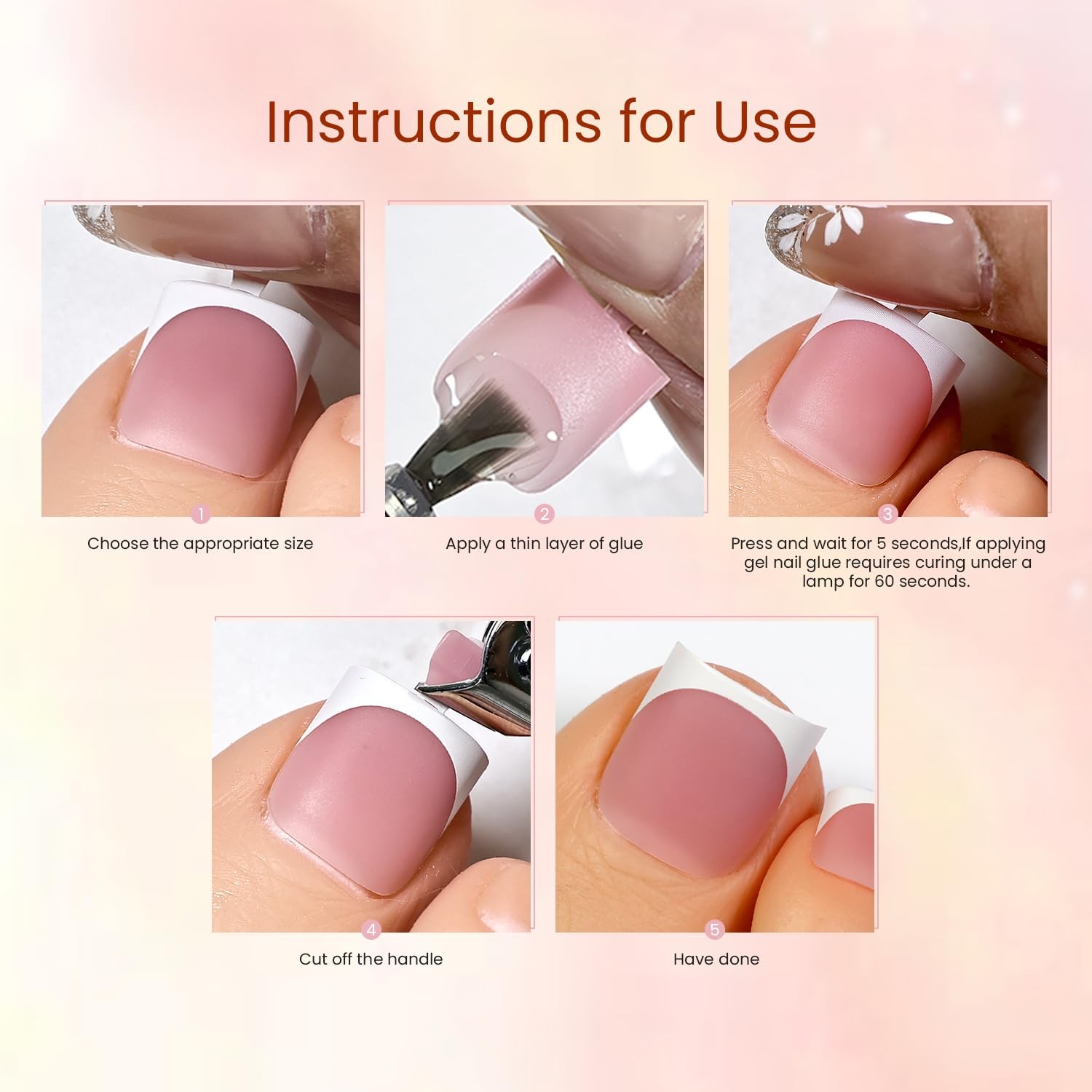 JODSONE Toe Press Ons Nail French Toe Nail Tips 150pcs Square Pre-Designed So…