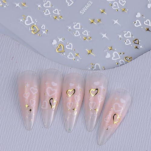8 Sheets Valentines Nail Art Stickers Heart Nail Decals for Nail Heart Style-1