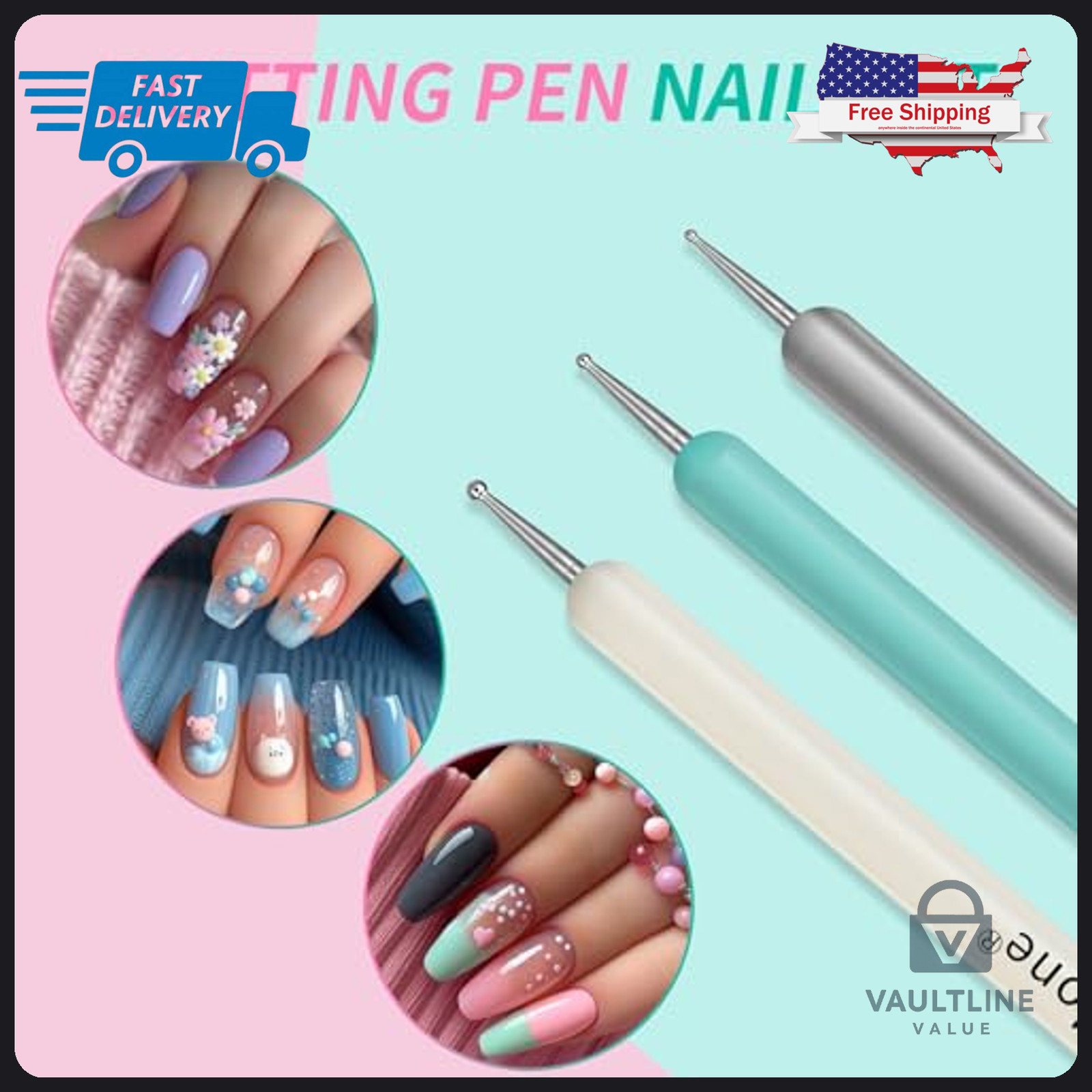 12 Piece Artdone Nail Art Brush and Dotting Tool Set for Manicure Design