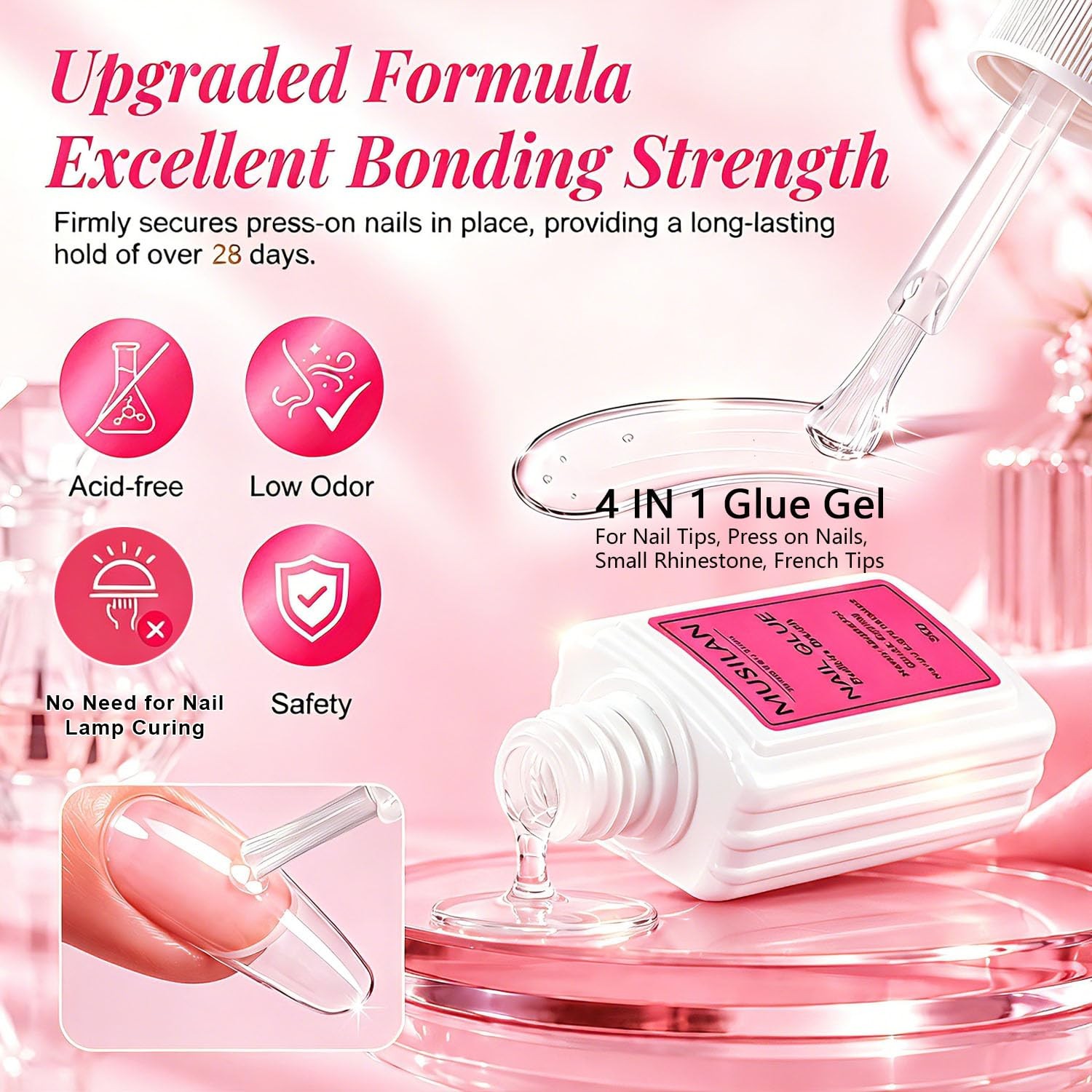 Super Strong Nail Glue, 30g Brush on Nail Glue for Press Ons Nails