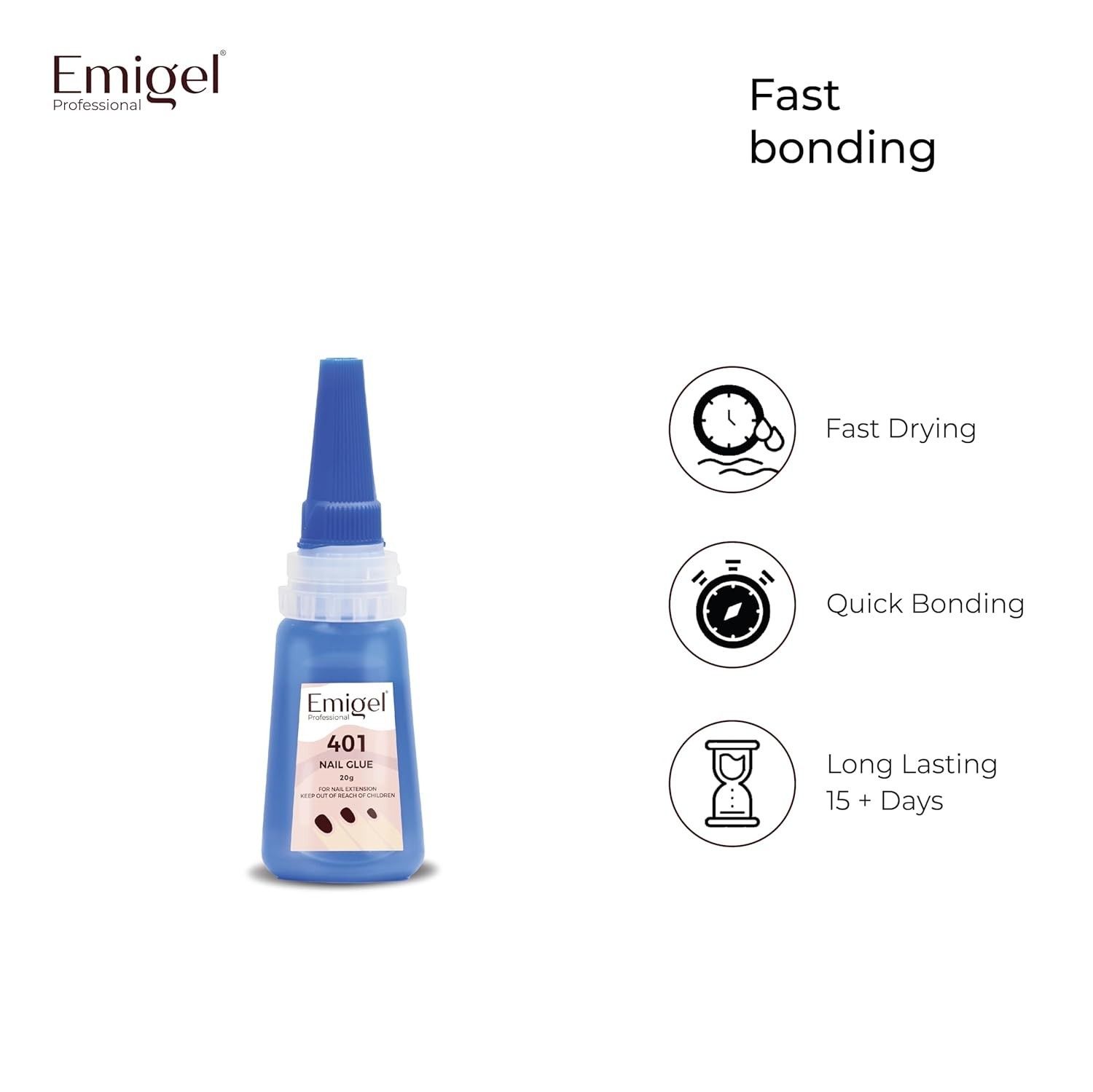 Emigel Professional Nail Glue for Artificial Nail Extensions Secure Nail 401-20g
