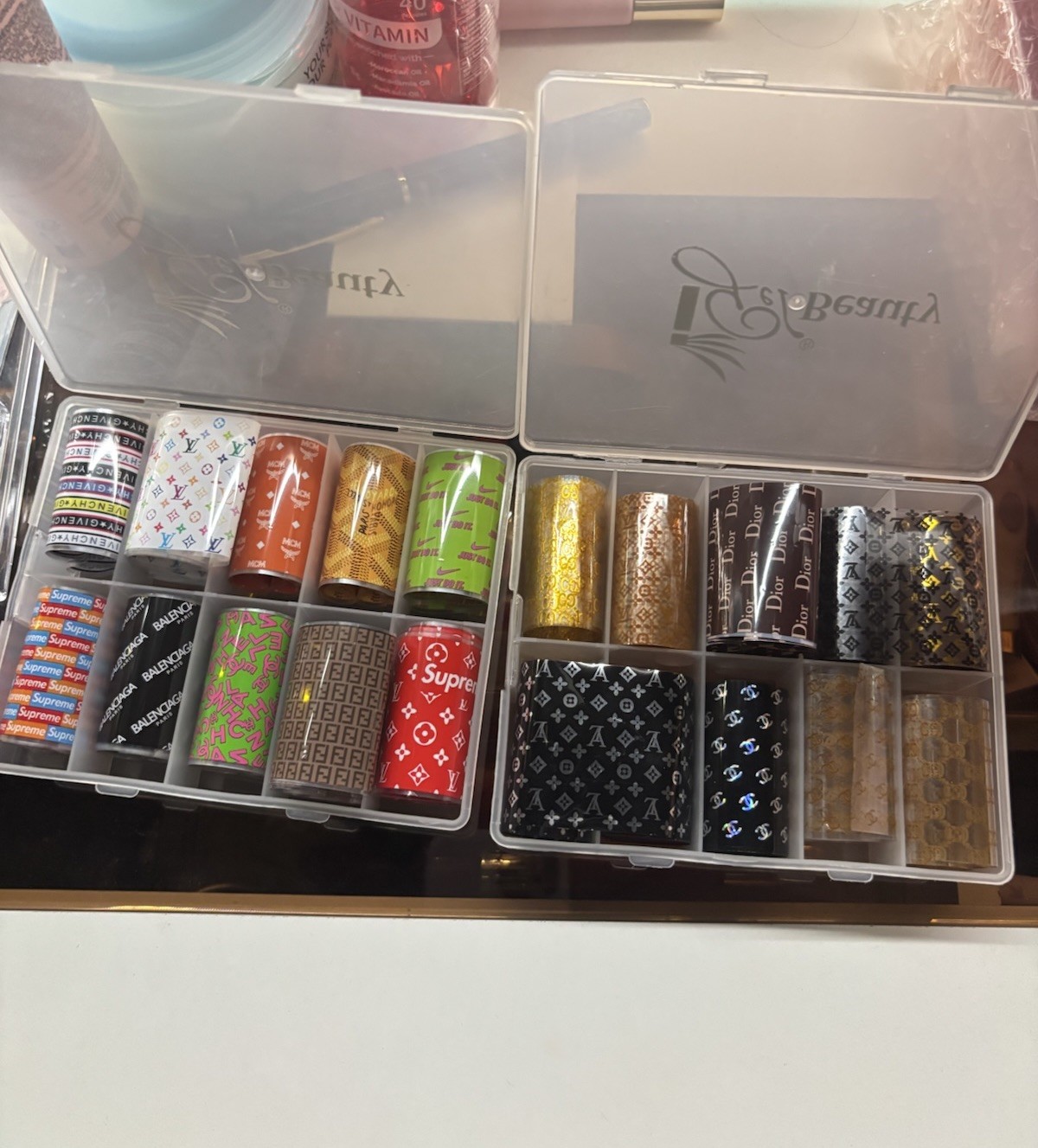 Nail Tips and Powder Lot (57 items) Read desc for details