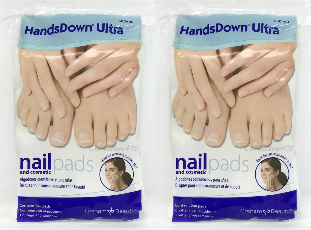 GRAHAM- HandsDown Ultra Nail & Cosmetic- Makeup Remover Pads- 240 pads x 2 bags