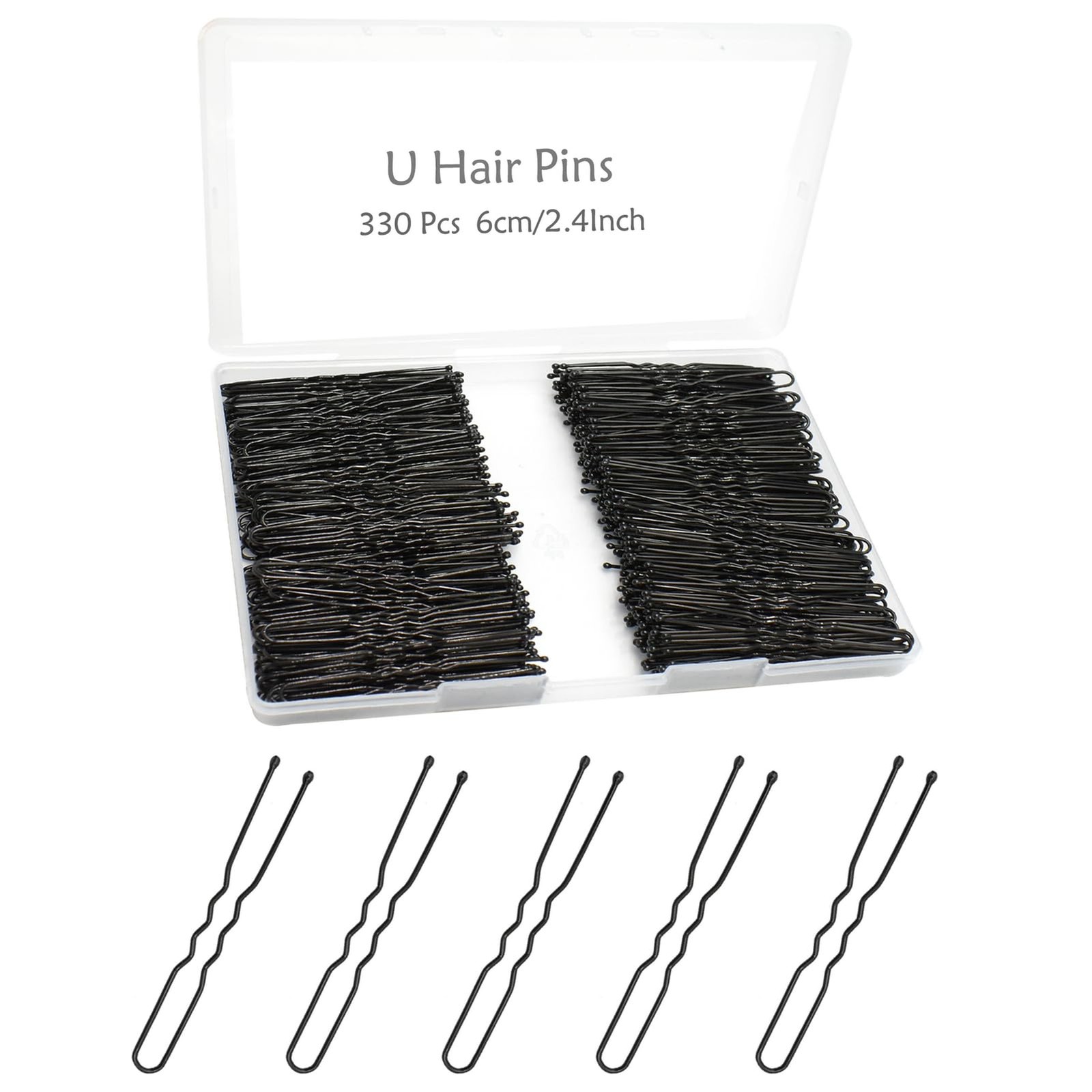 330 Count U Shaped Hair Pins for Buns, 1 (Pack of 330), Black(2.4Inch)