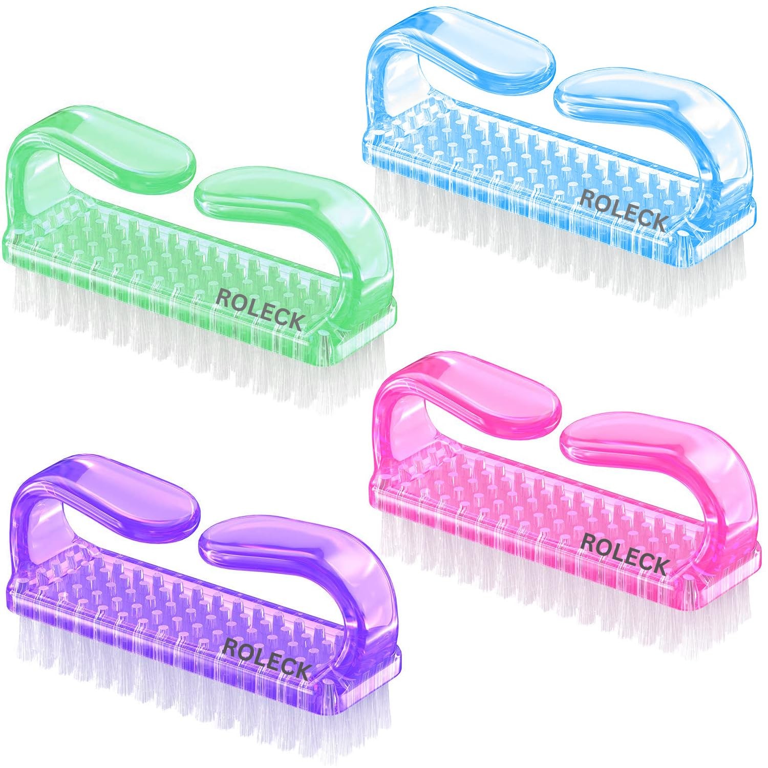 Nail Scrub Brushes 4 Pcs, Multi-Type Plastic Handle for Daily Cleaning