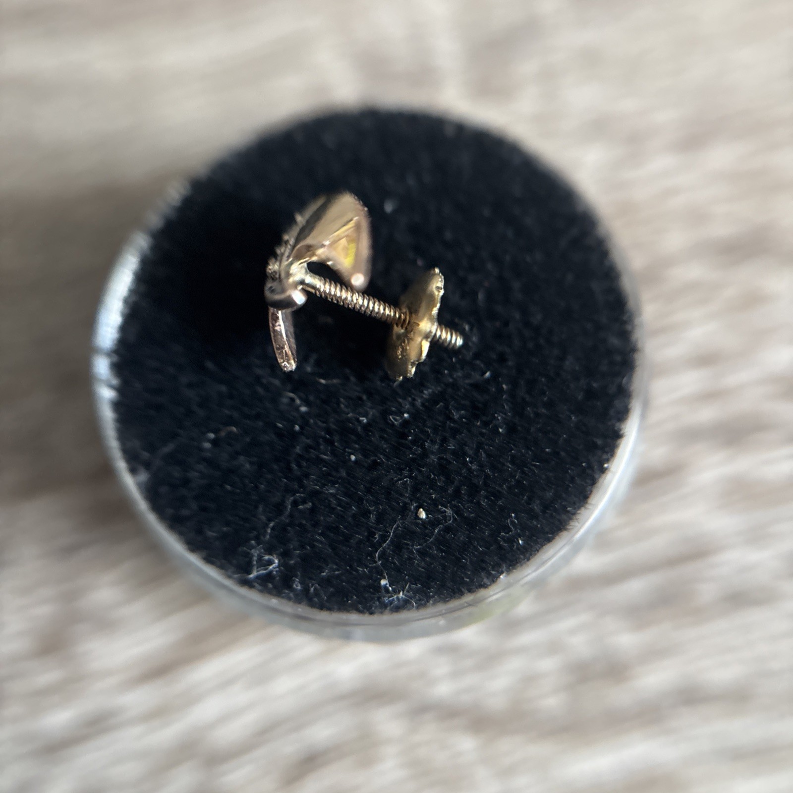 14K Yellow Gold Nail Tip Stud with 2-2 pt. Diamonds in a Charm with Post