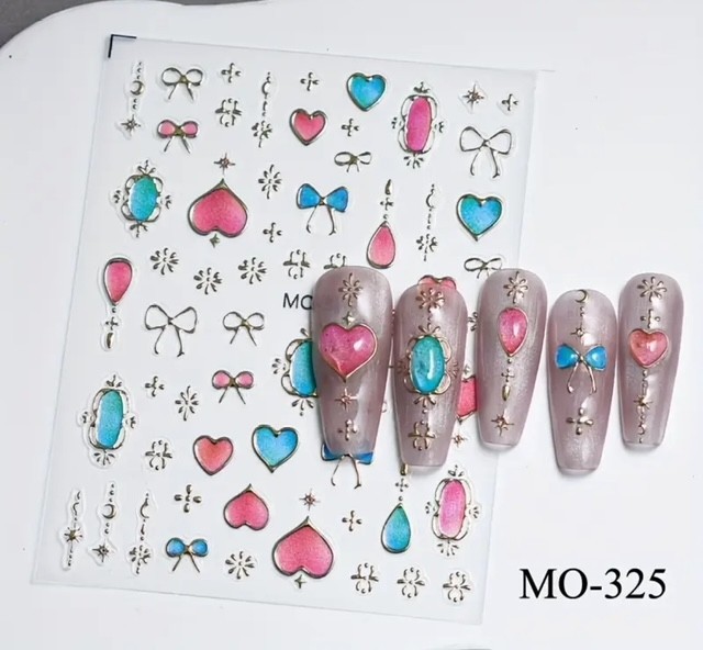 Nail Art Stickers NEW ! CELESTIAL BLUE, GOLD MOONS , STARS , HEARTS MO-325