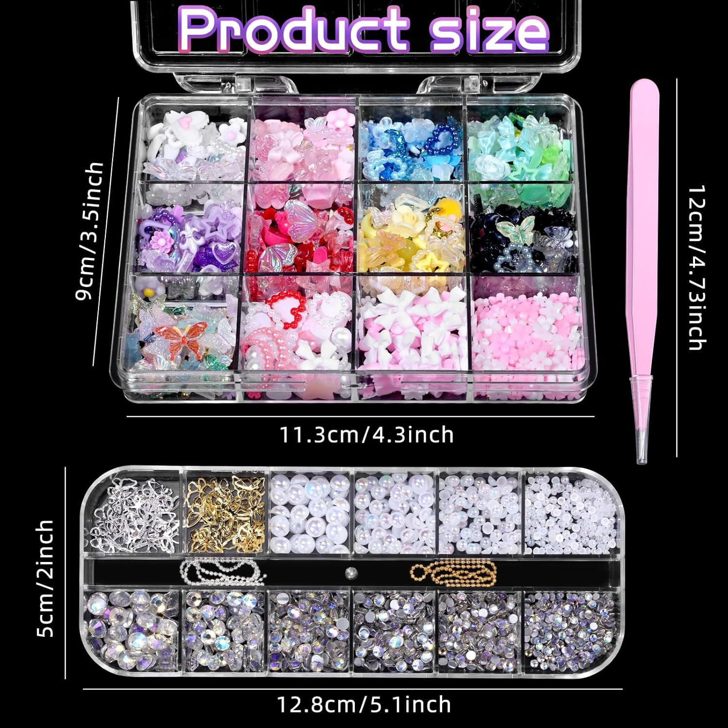 3D Nail Art Charms Set with Flowers, Pearls, and Butterfly Accessories