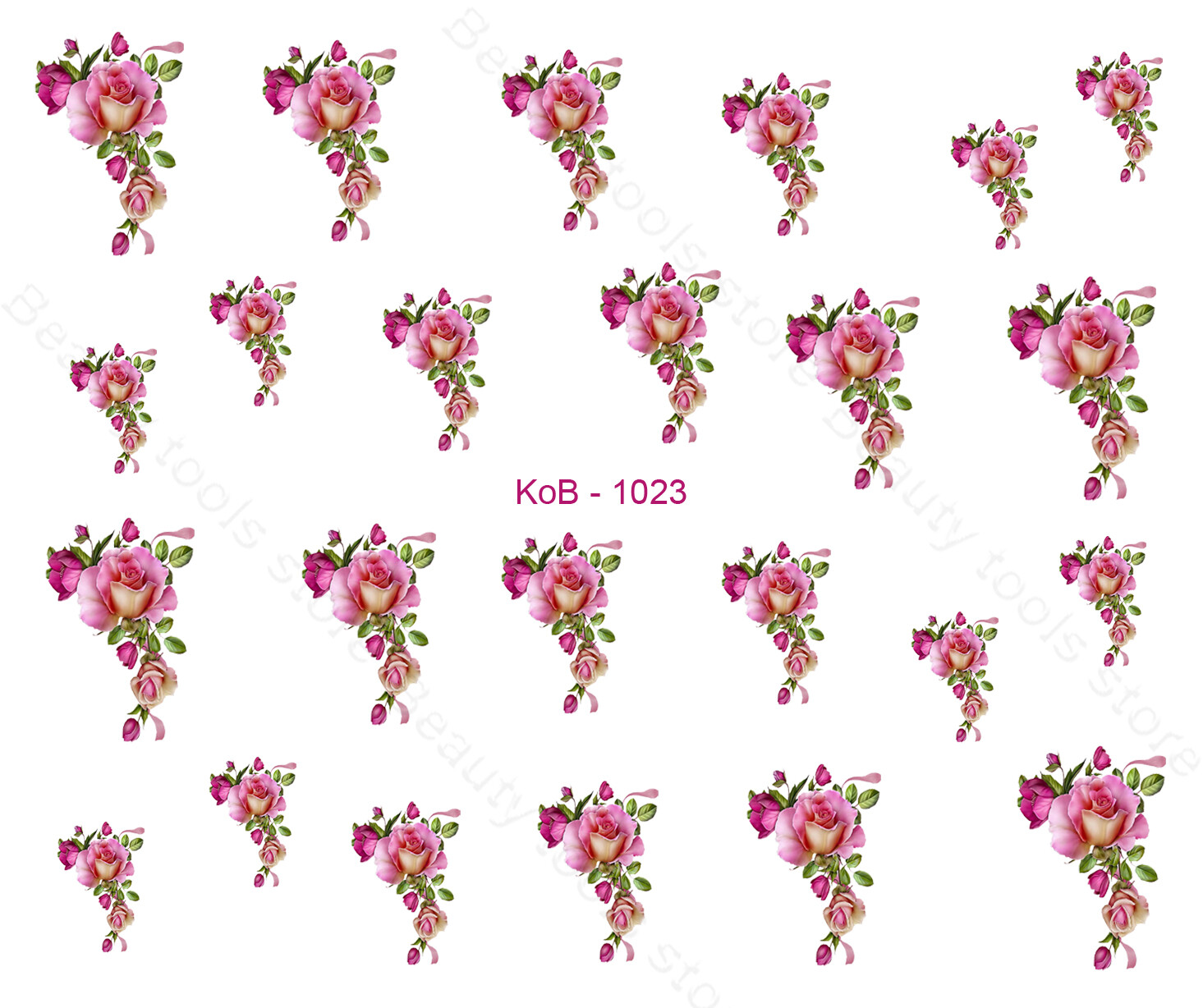 Nail Art Water Transfer Sticker Decal Stickers Pretty Pink Flowers KoB-1023