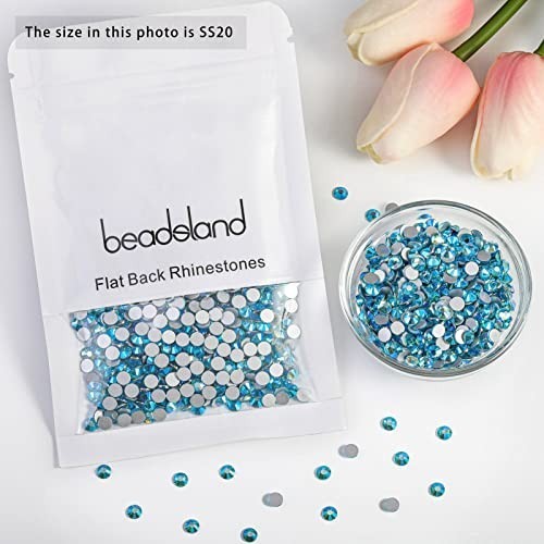 Flat Back Crystal Rhinestones Aquamarine AB SS20 1440pc Glass Nail Art Glue Fix