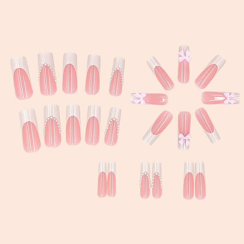 Wearable Fake Nails Bling 24Pcs Designs Medium Long Coffin Decor False Nails