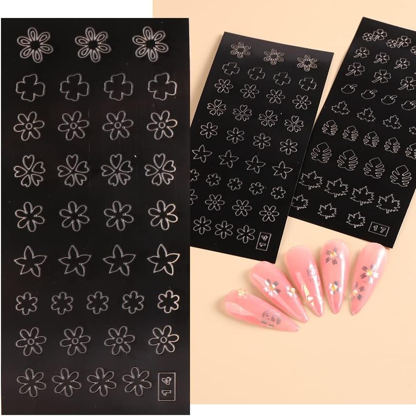 24 Sheets Nail Art Stencils Airbrush Templates Hollow Design French Manicure
