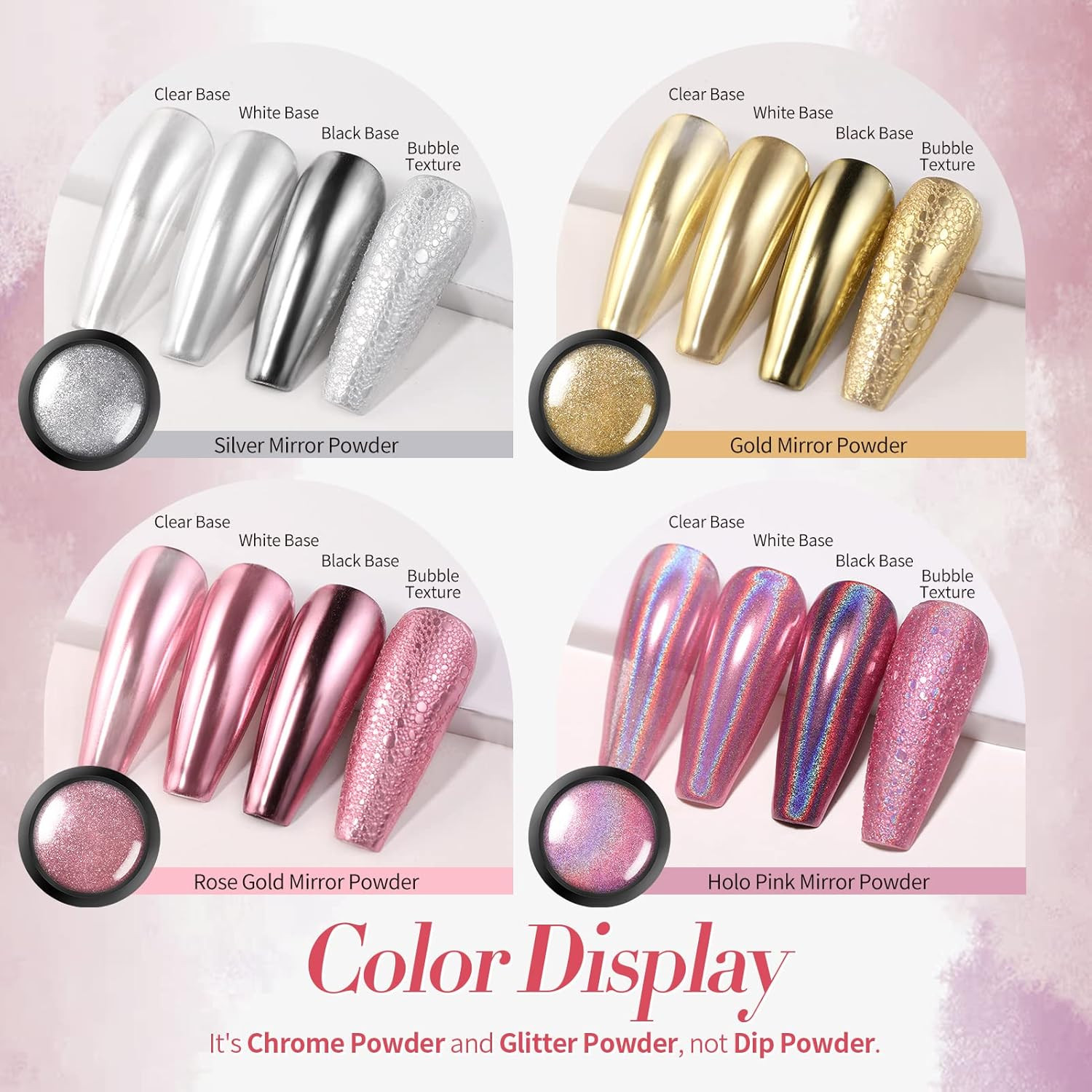 Chrome Nail Powder Metallic Mirror Powder Holographic Pigment | Powder Manicure