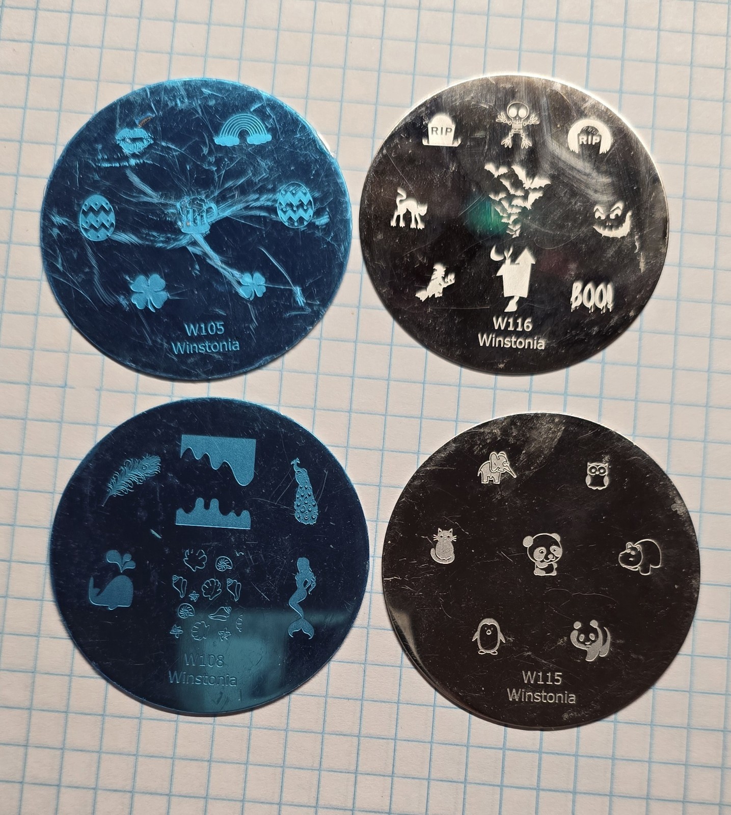 Wistonia Bundle Of Nail Stamp Round Plates Valentines Day Halloween Lot Of 14