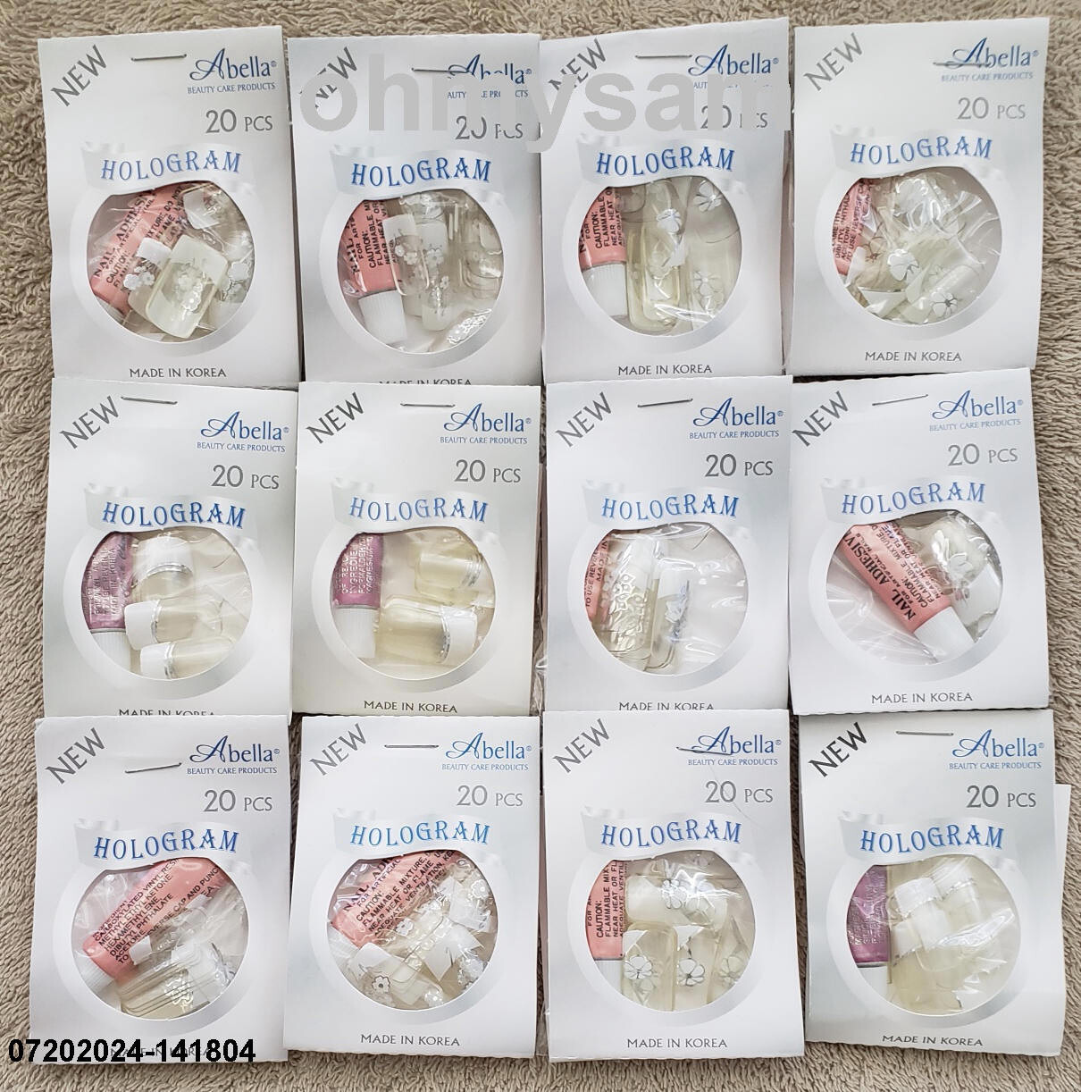 CLOSEOUT 12 x 20 NEW SET ARTIFICIAL FINGER NAIL TIPS FRENCH HOLOGRAM FULL SIZE C