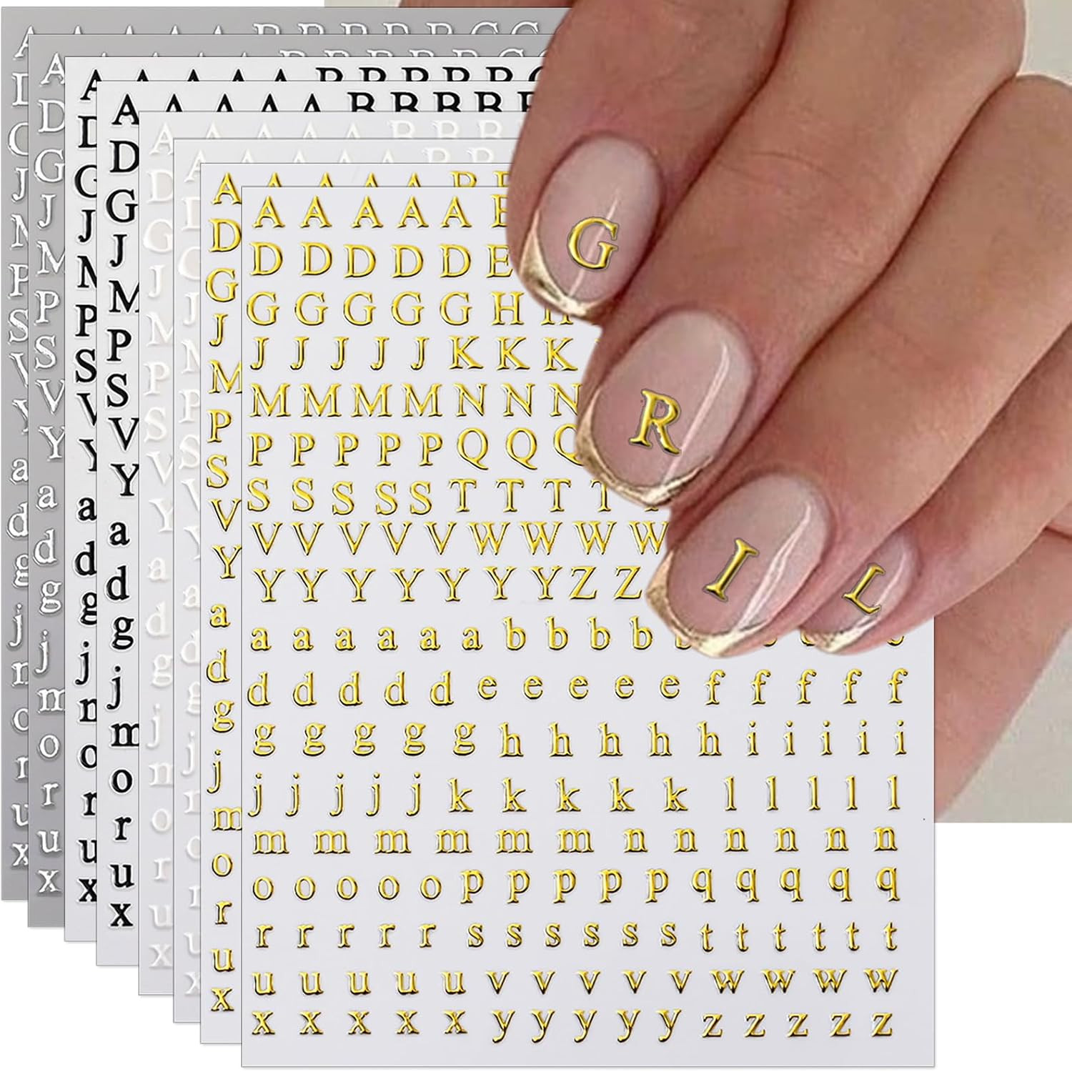 Letter Nail Art Stickers – 3D English Alphabet Nail Decals for DIY Part of Fluor