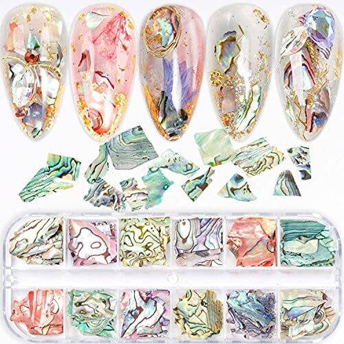 Abalone Seashell Slices, 3D Nail Art Glitter Sequins Irregular Thin Flakes