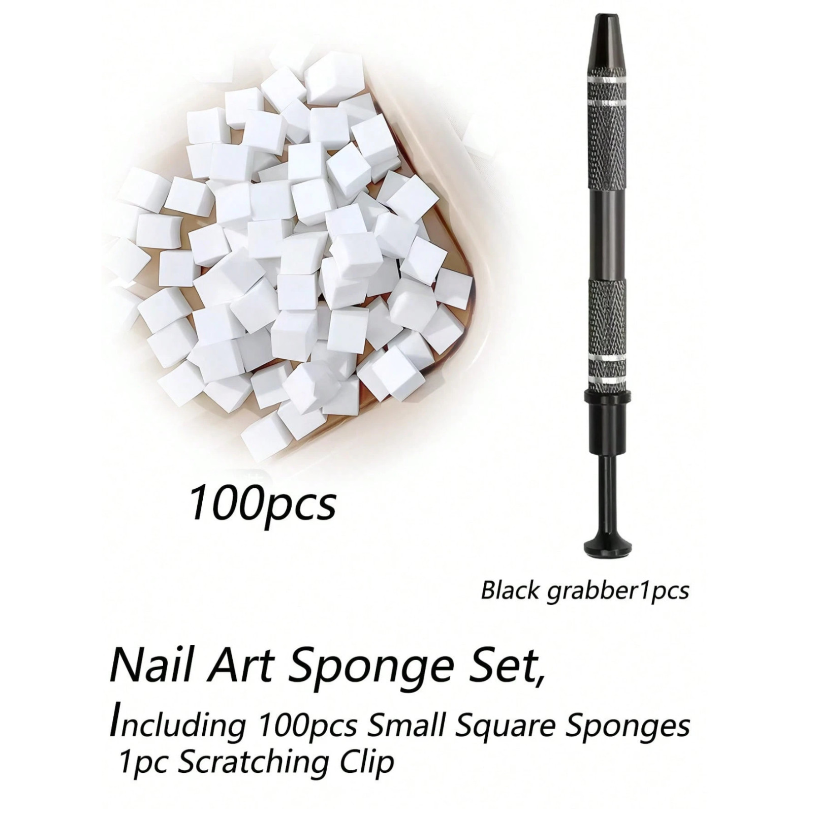 Nail Art Soft Sponges With Metal Grabber Pen for Ombre and Aura Nail Art Tools