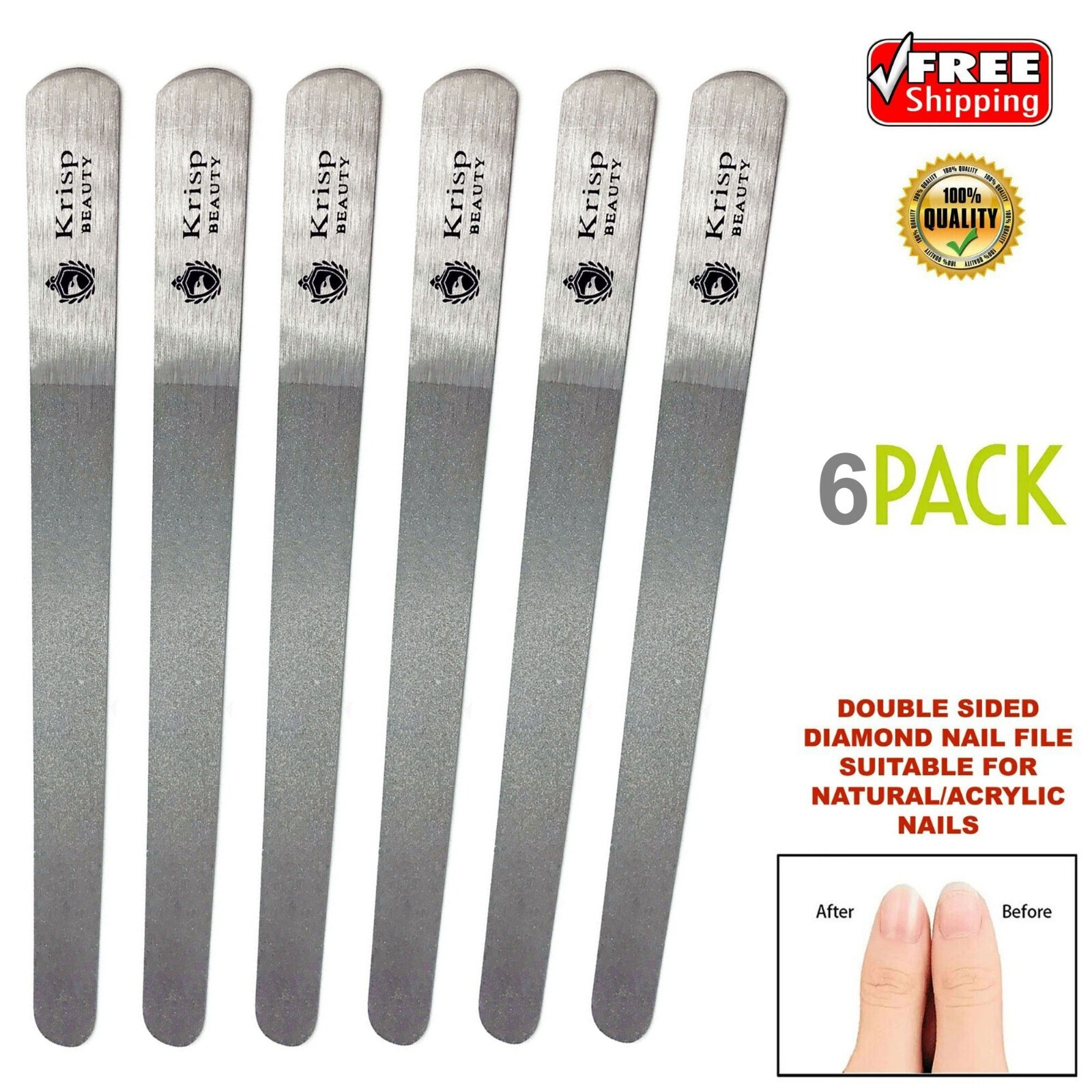 DOUBLE DUAL SIDED STAINLESS STEEL METAL NAIL FILE MANICURE PEDICURE SPA TOOL 6X