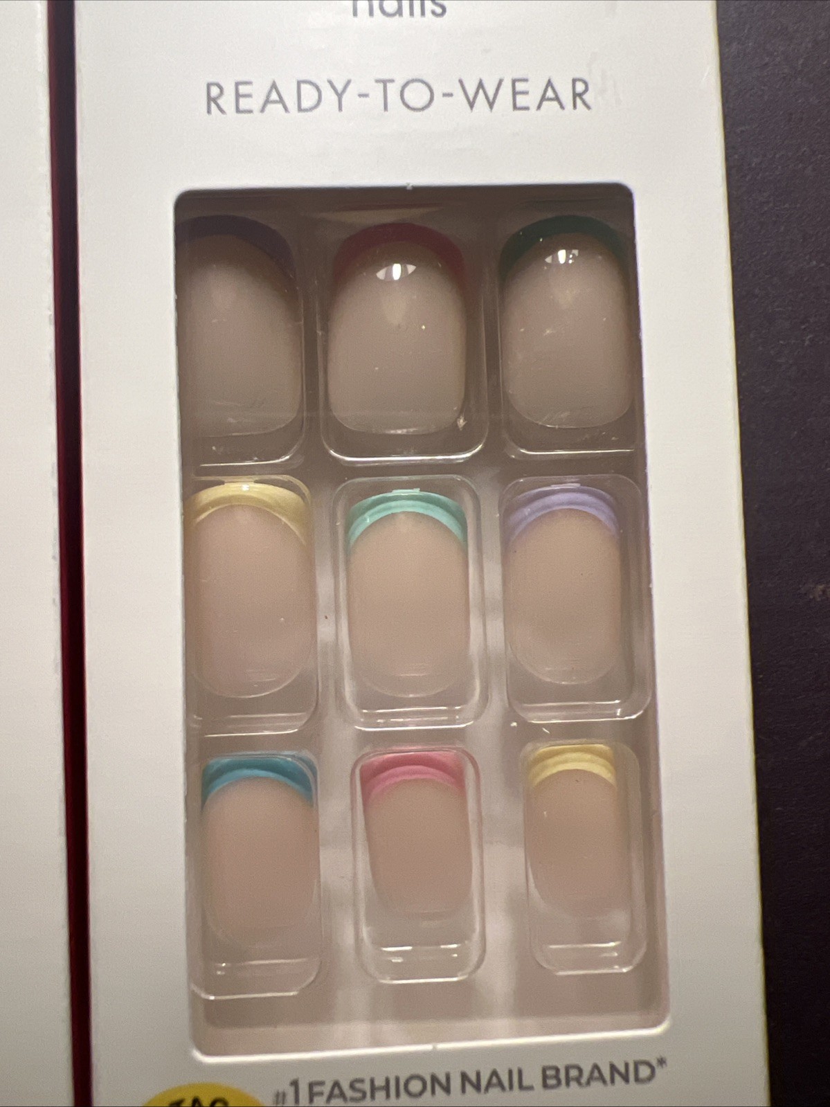2x~Kiss Design Ready To Wear Glue Nails~ Short~Pastel Love~New~ Square/Round