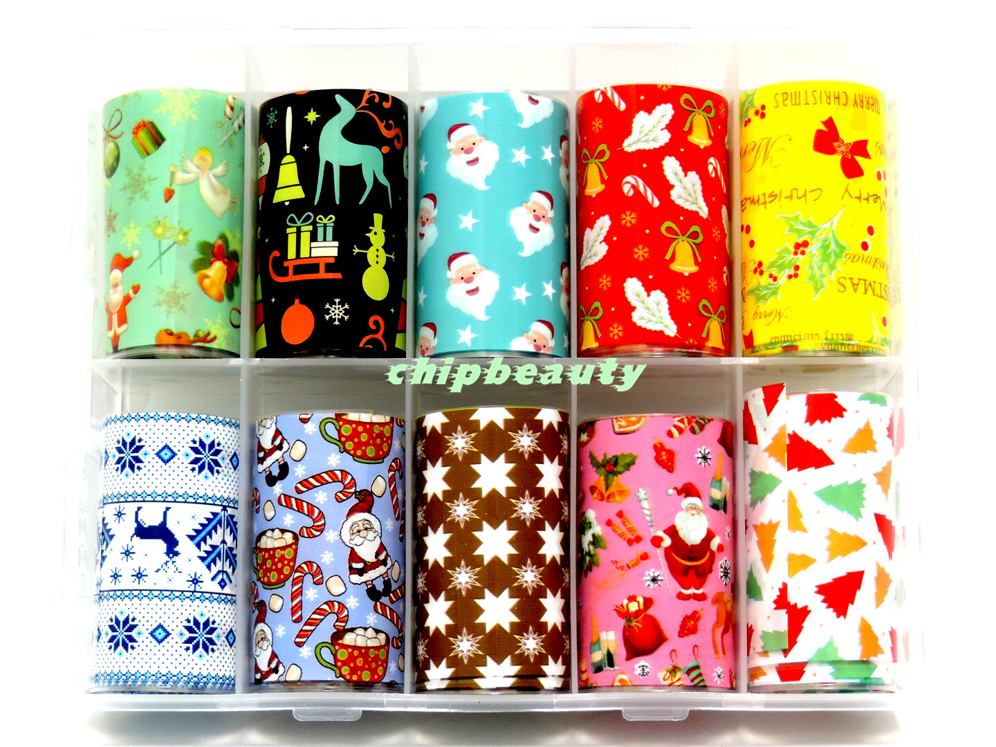 Foils Art Design Nail Tip Decoration Colorful Transfer 10Pcs/Set Christmas#1