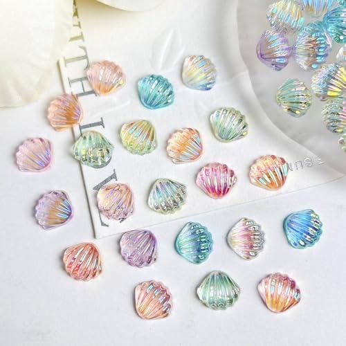 200Pcs Summer Ocean Seashell Nails Art Charms 3D Flat Resin summer colorful-13