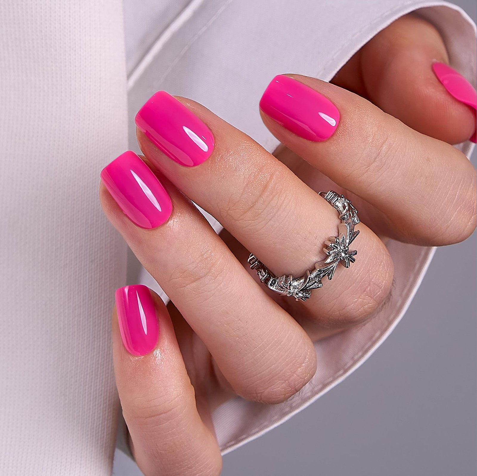 Press on Nails Short Square Acrylic Fake Nails with Apricot Design Full Cover…