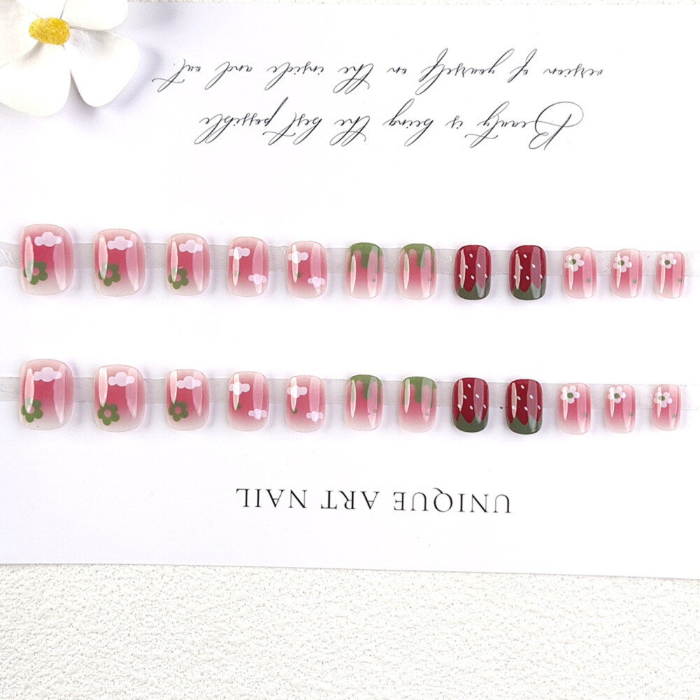 24pcs Short Square Blush Pink Decor Fake Nail Harmless Nails Press On Nails
