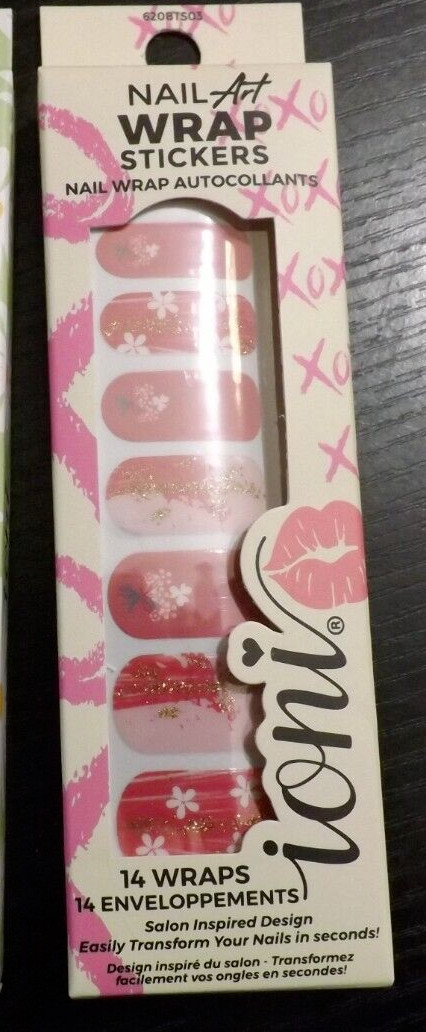 NEW IONI press on Nails wraps art stickers stencils powder gems