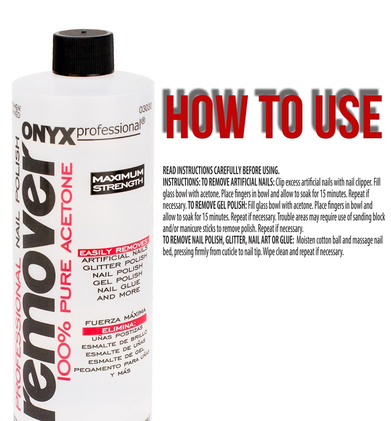 Onyx Professional 100% Acetone Nail Polish Remover Kit 16 Fl Oz Bottle With 7…