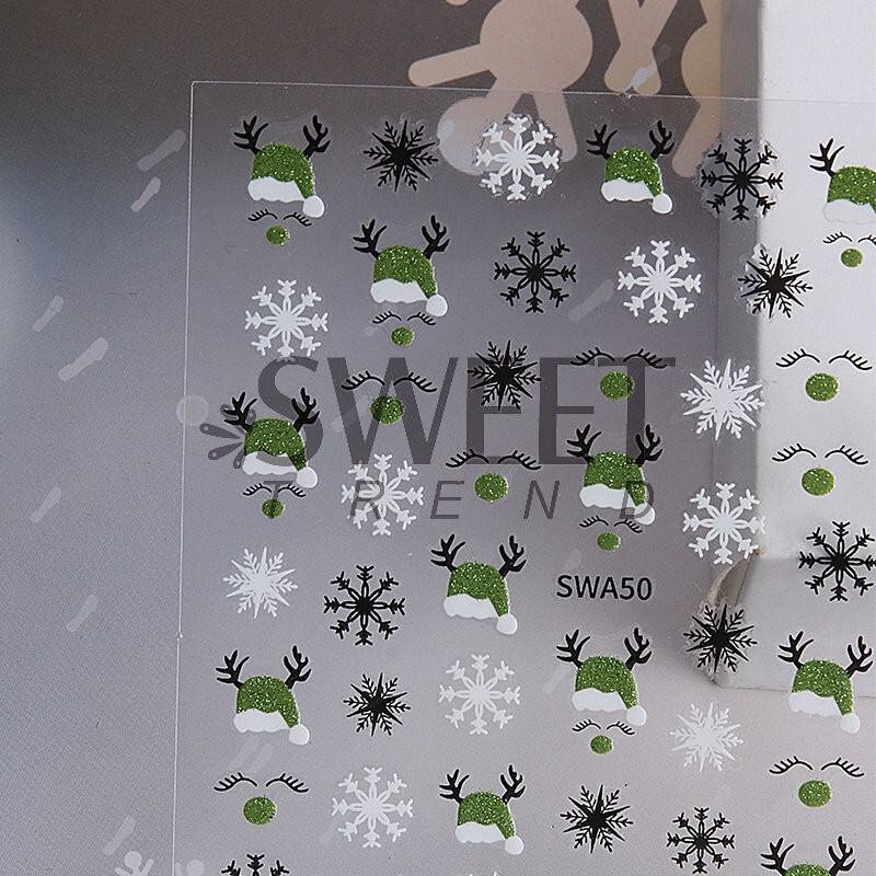 Christmas Nail Art Stickers Snowflake Santa Reindeer Decals Self-Adhesive NS53