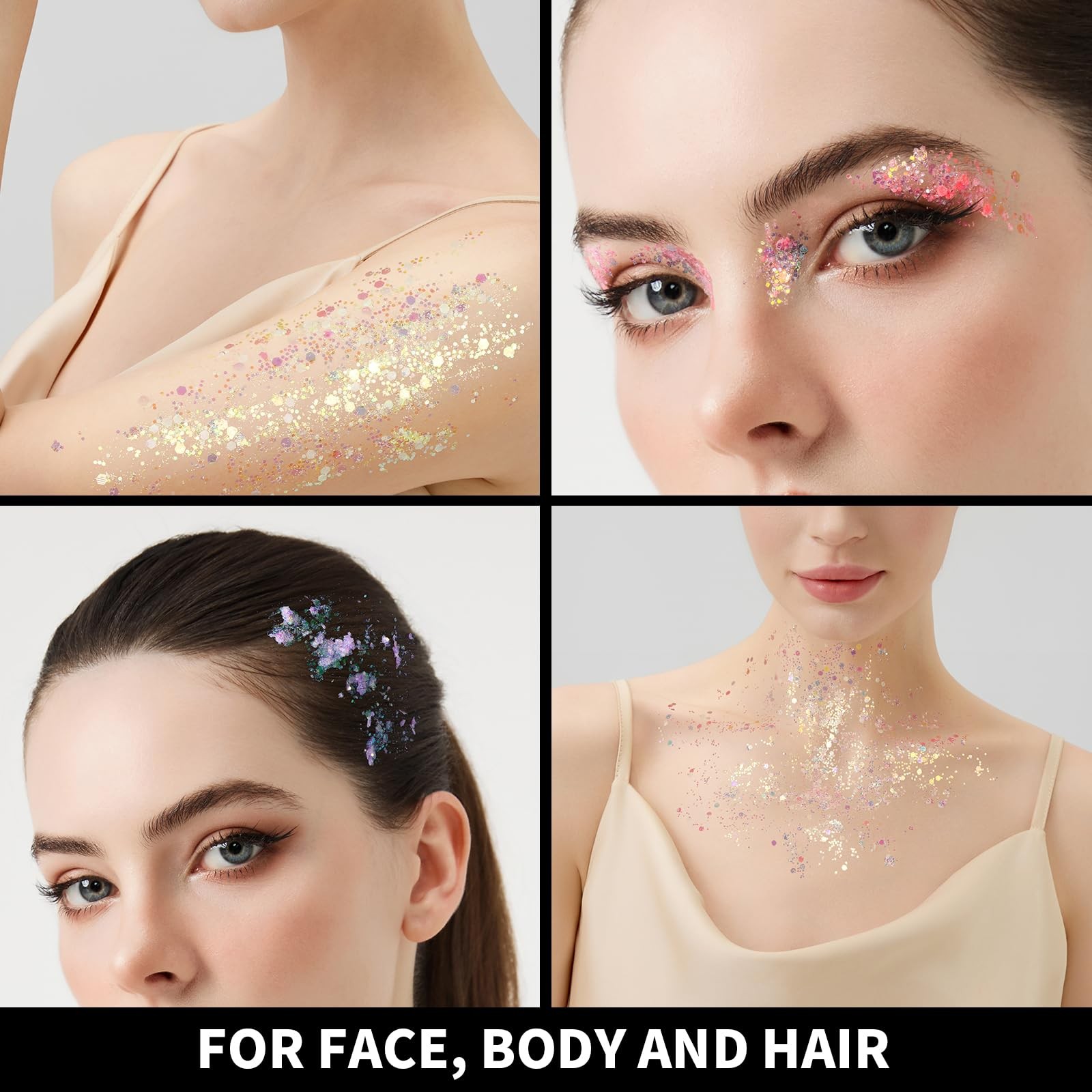 6 Colors Glow in The Dark Glitter Gel, Face Glitter Gel, Body Glitter Hair Gl…