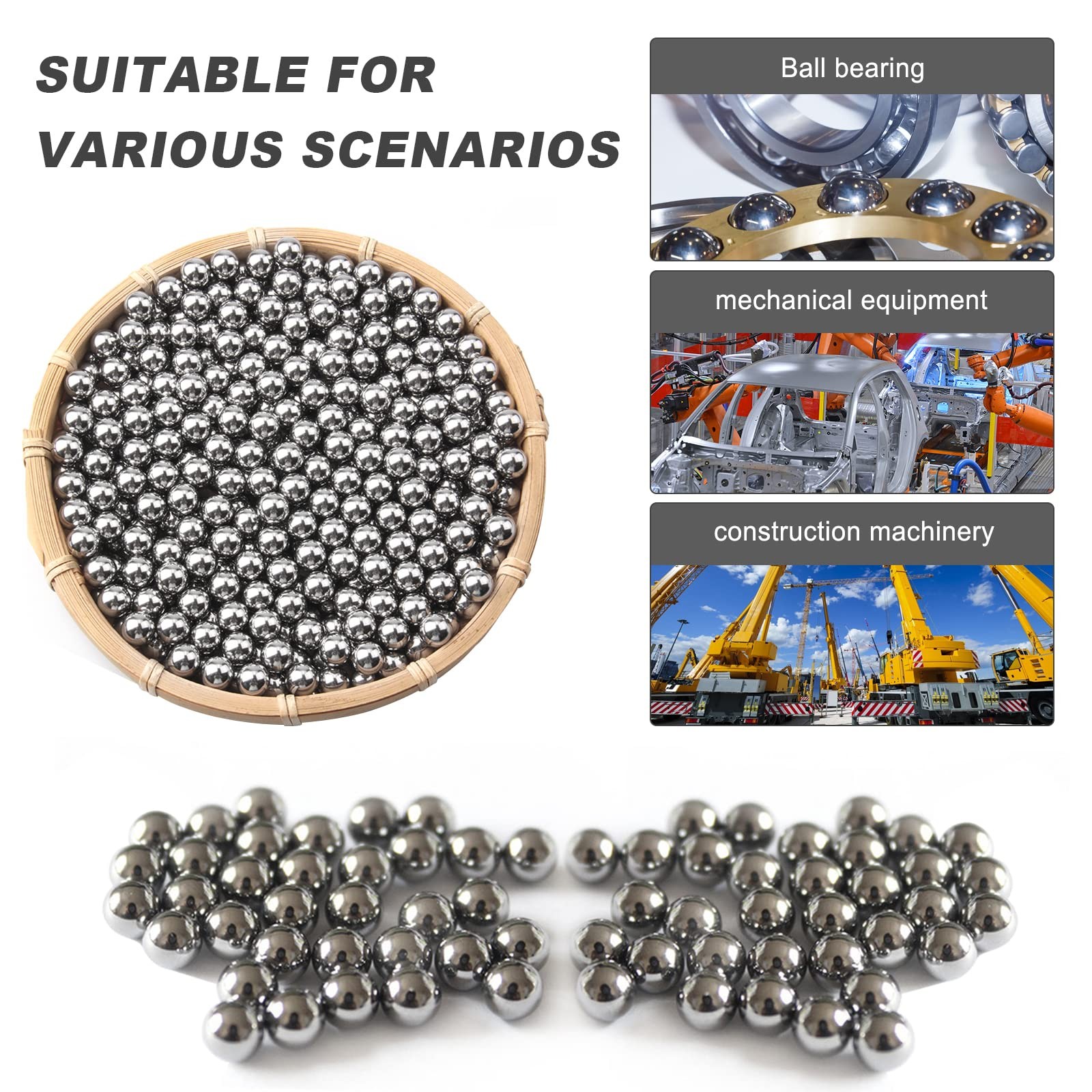 10 Pieces 1/2″(0.5”) Steel Bearing Balls Precision Bearing Steel Ball Assort…