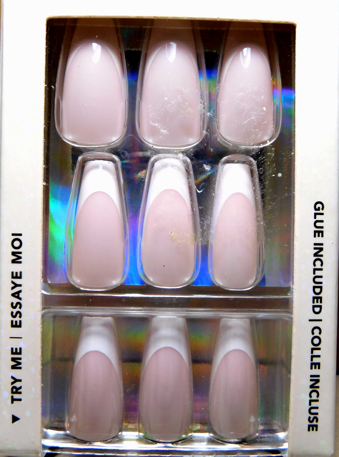 CBI Distributing Corp.~Icing 24 Faux Nails Vegan BH.AN Peachy Pink White Tips