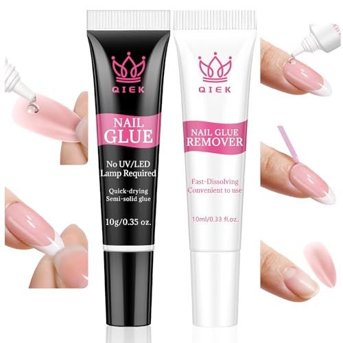 No Lamp Nail Glue and Remover Set for Press On Nails, Nail Glue & Remover Set